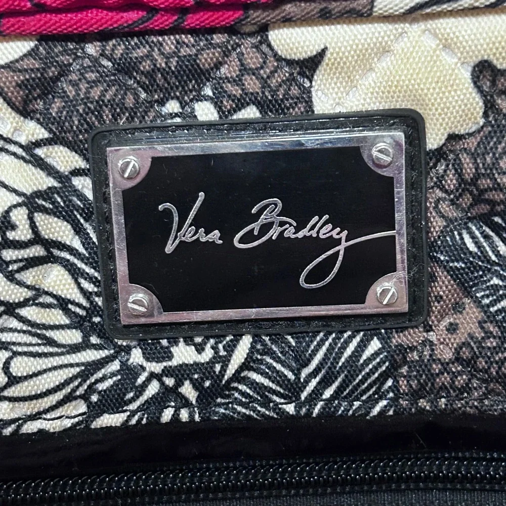 Vera Bradley mocha rouge Quilt Laptop Bag Checkpoint Friendly Floral Travel Tote